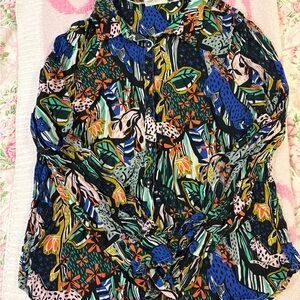 Anthropologie Animal Print Bohemian Blouse